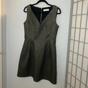 Molly Bracken PremiumBlack Gold vneck dressfit and flaremedium